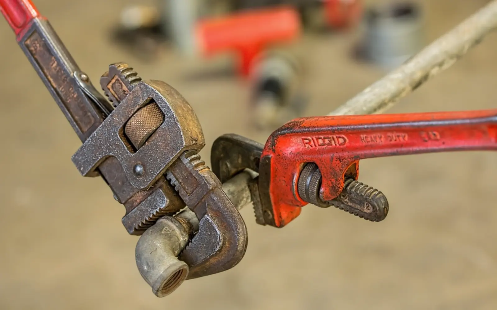 Two pipe wrenches